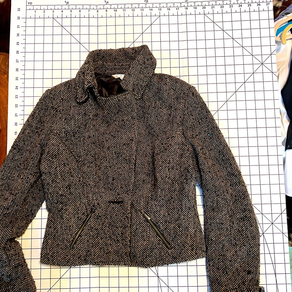 Nubby wool polyester Moto jacket NWOT 4